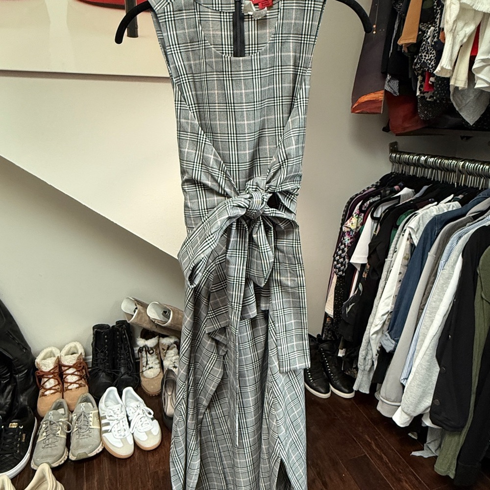 Hugo Boss Black and White Plaid Dress